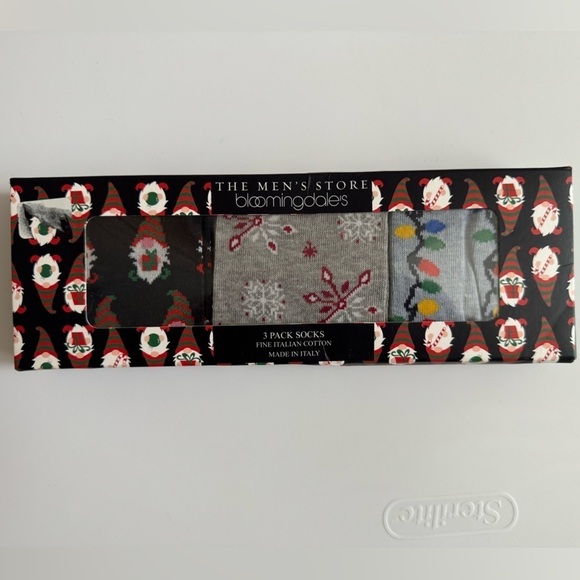 NIB Bloomingdale's Gnome, Snowflake and Christmas Lights 3 Crew Socks Mens 10-13 - Picture 5 of 6